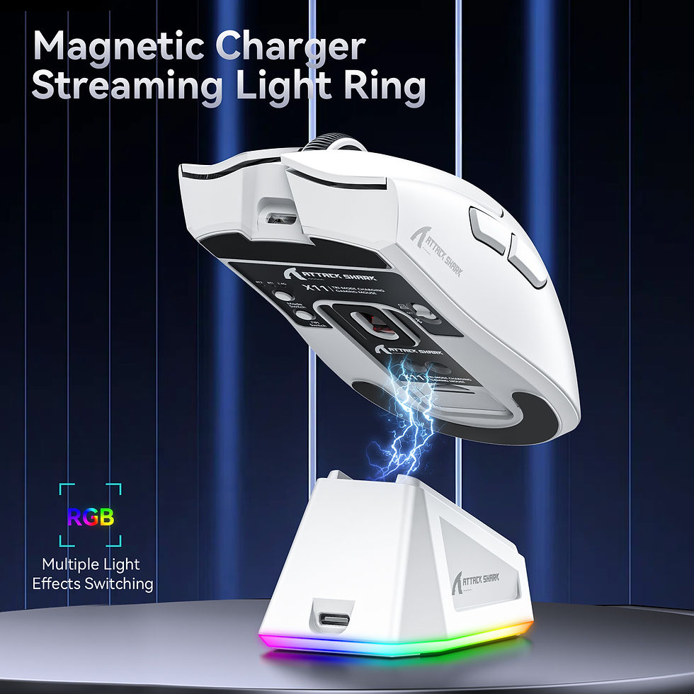 Thumbnail: white wireless gaming mouse with RGB charging dock premium design ergonomic gaming setup