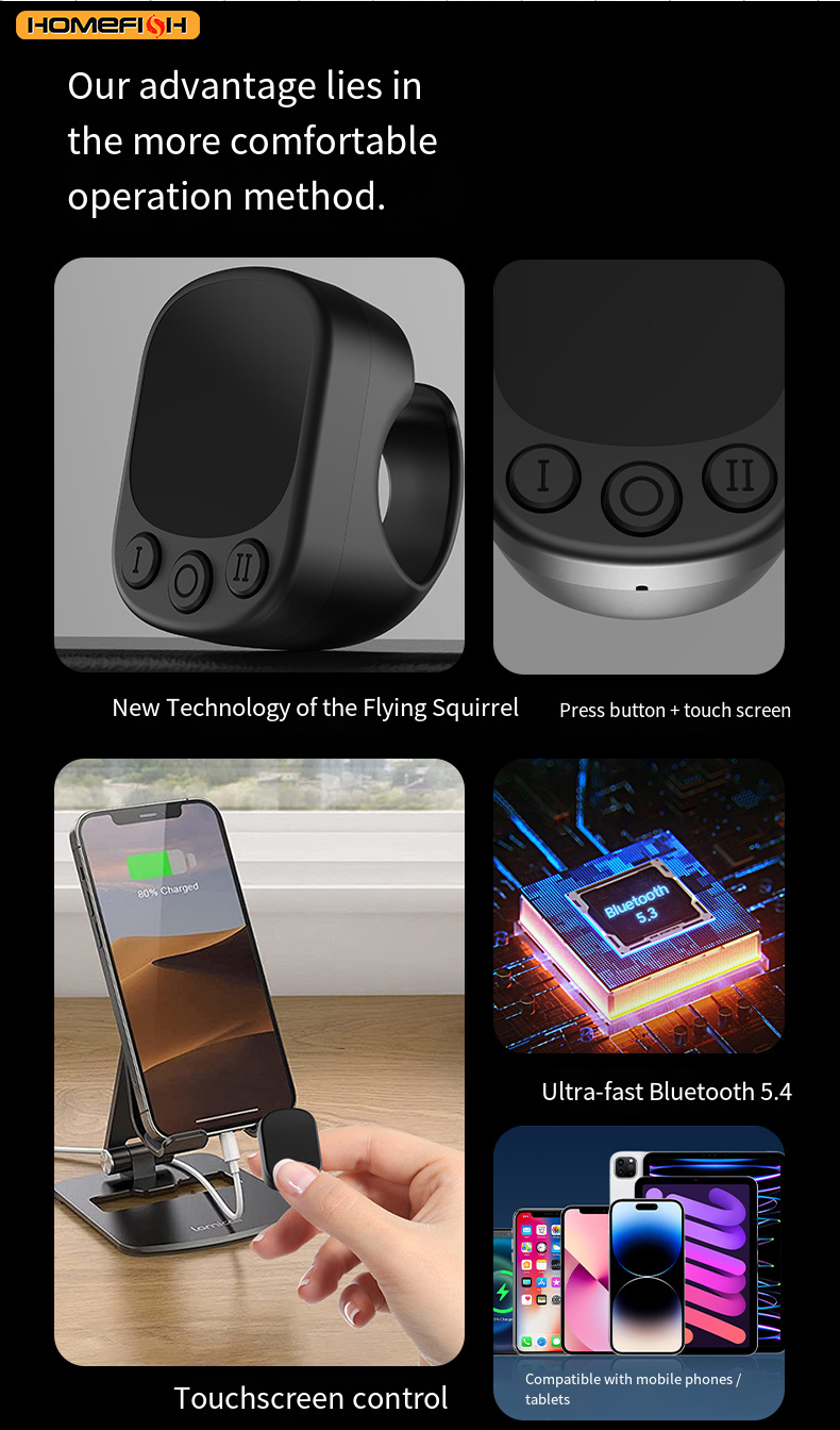 Thumbnail: Wireless Smart Ring Remote Control with Touchpad & Screen Clicker for Phones