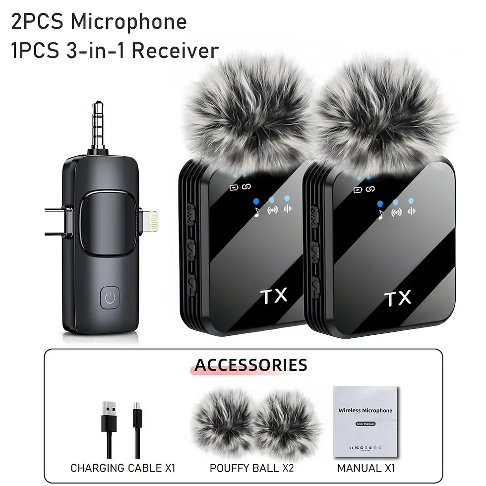 Thumbnail: 3-in-1 Wireless Lavalier Microphone for iPhone & Android – Creator Kit