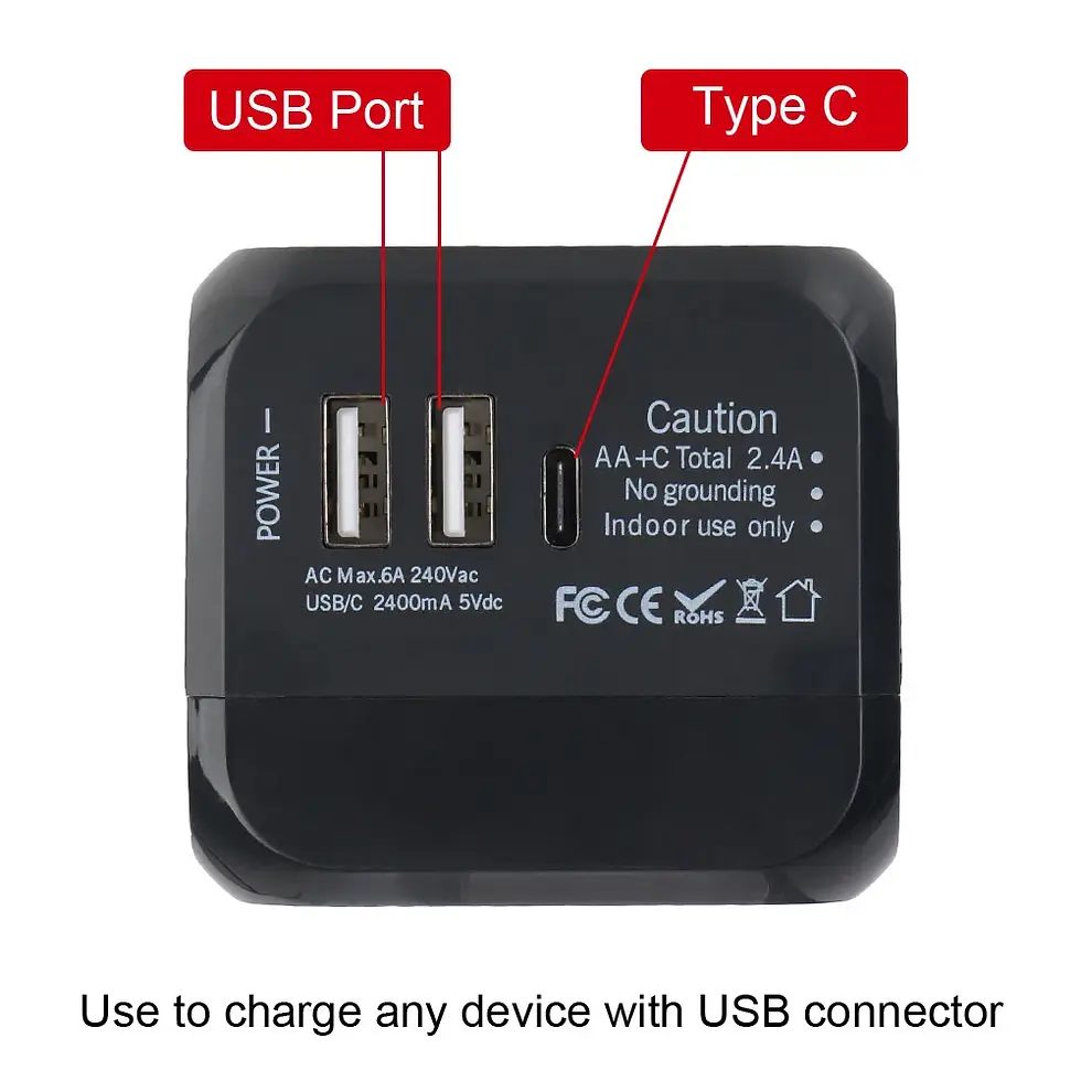 Thumbnail: universal travel adapter with usb and usb c ports for charging multiple devices