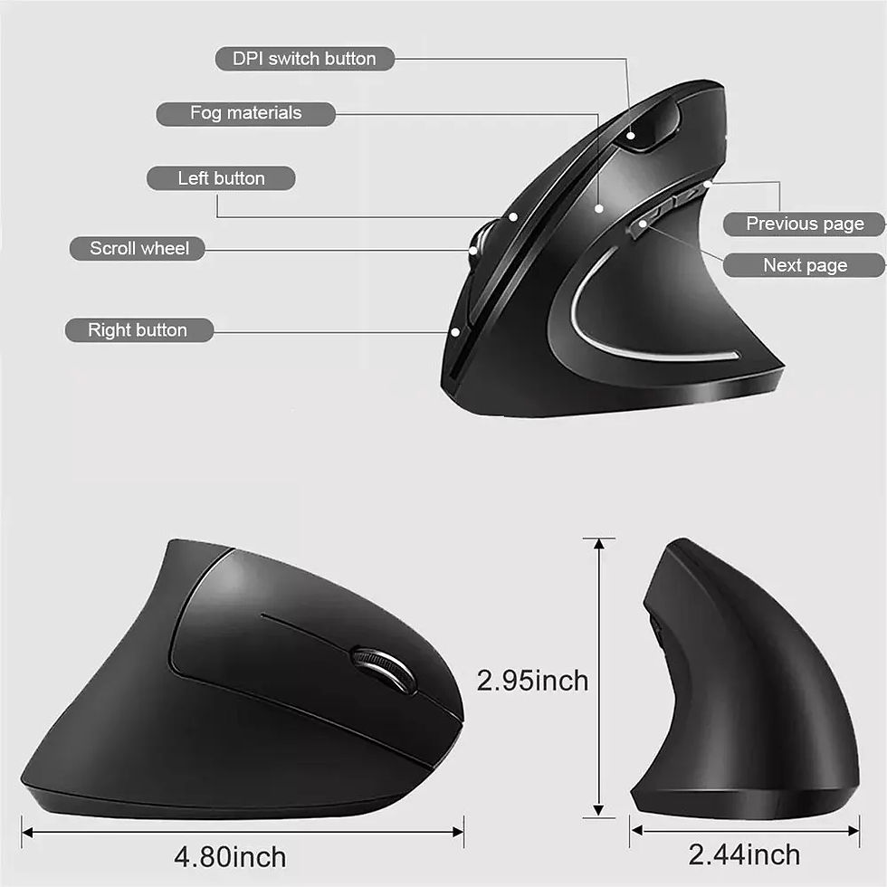 Thumbnail: Ergonomic Vertical Mouse UK – Wireless 1600 DPI for Wrist Relief