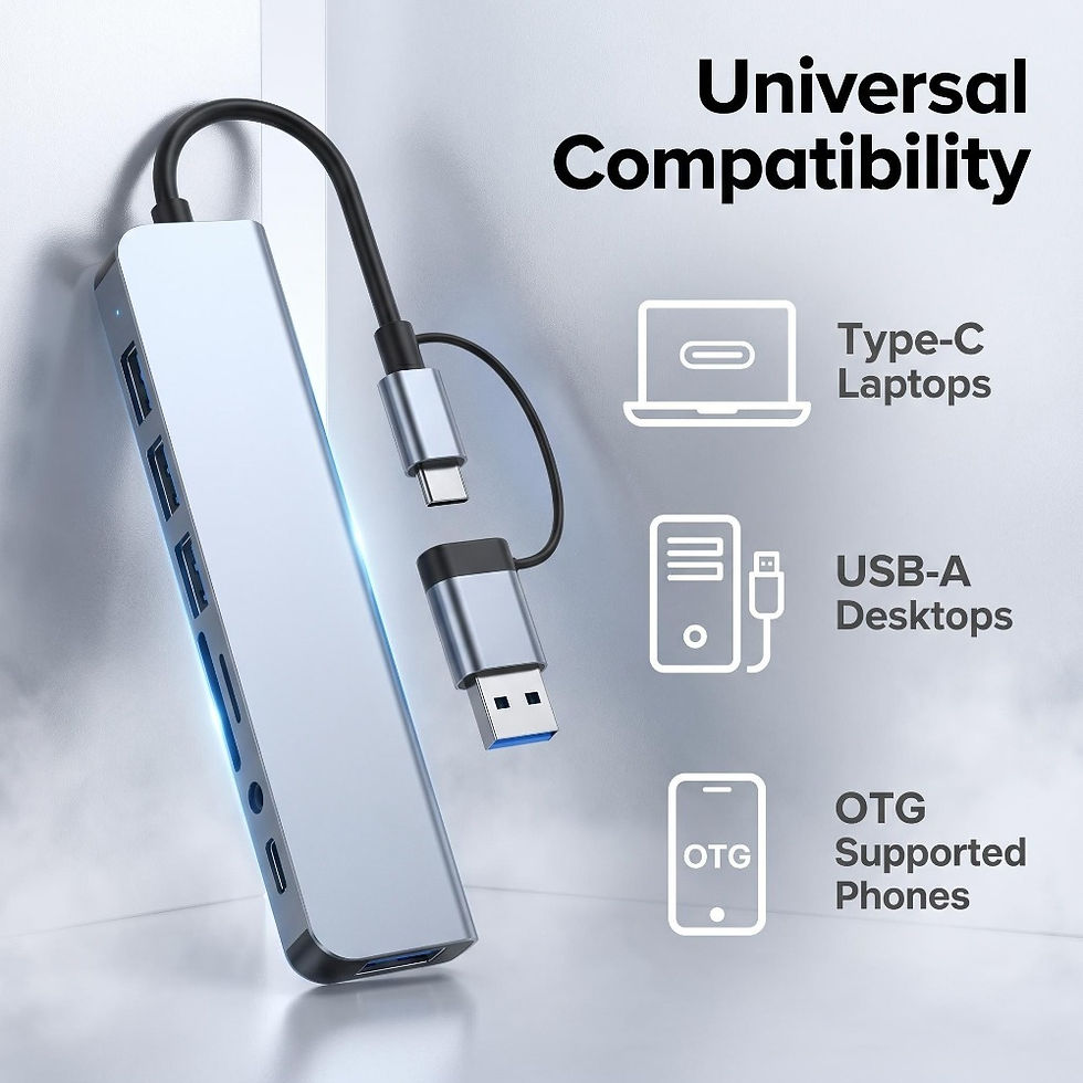 Thumbnail: 8-in-2 USB-C & USB 3.0 Hub Docking Station with 3.5mm Audio & SD Card Reader