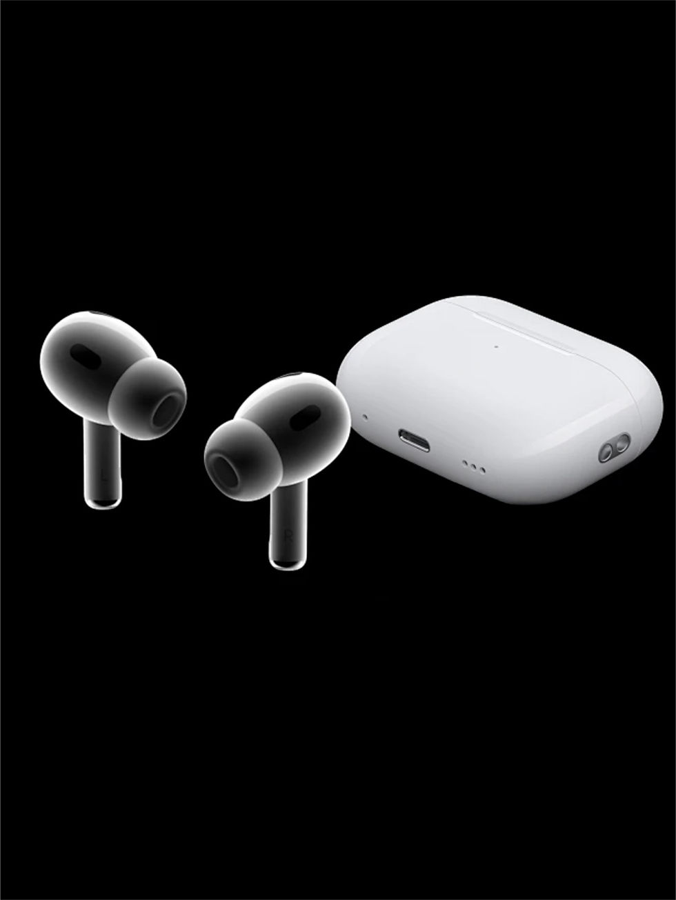 Thumbnail: Black wireless earbuds with white charging case