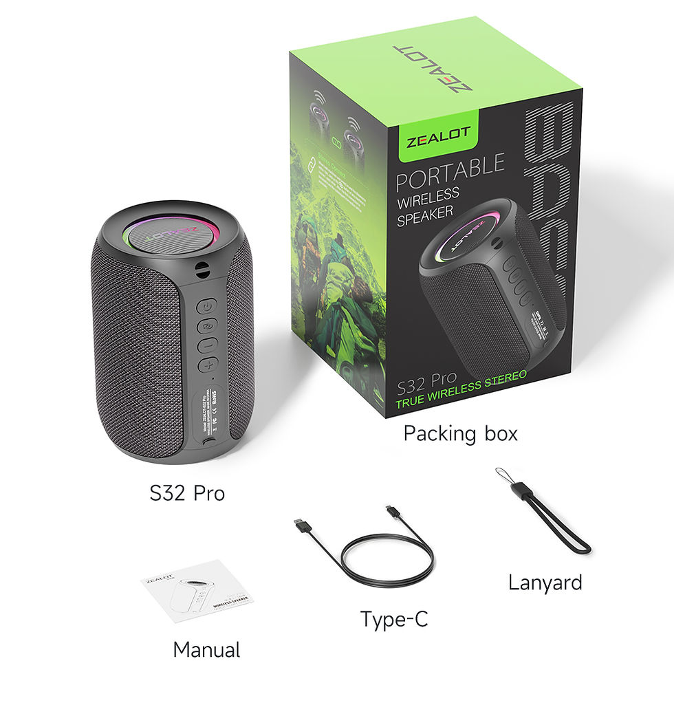 Thumbnail: ZEALOT S32 Pro Bluetooth Speaker UK – Deep Bass RGB Waterproof
