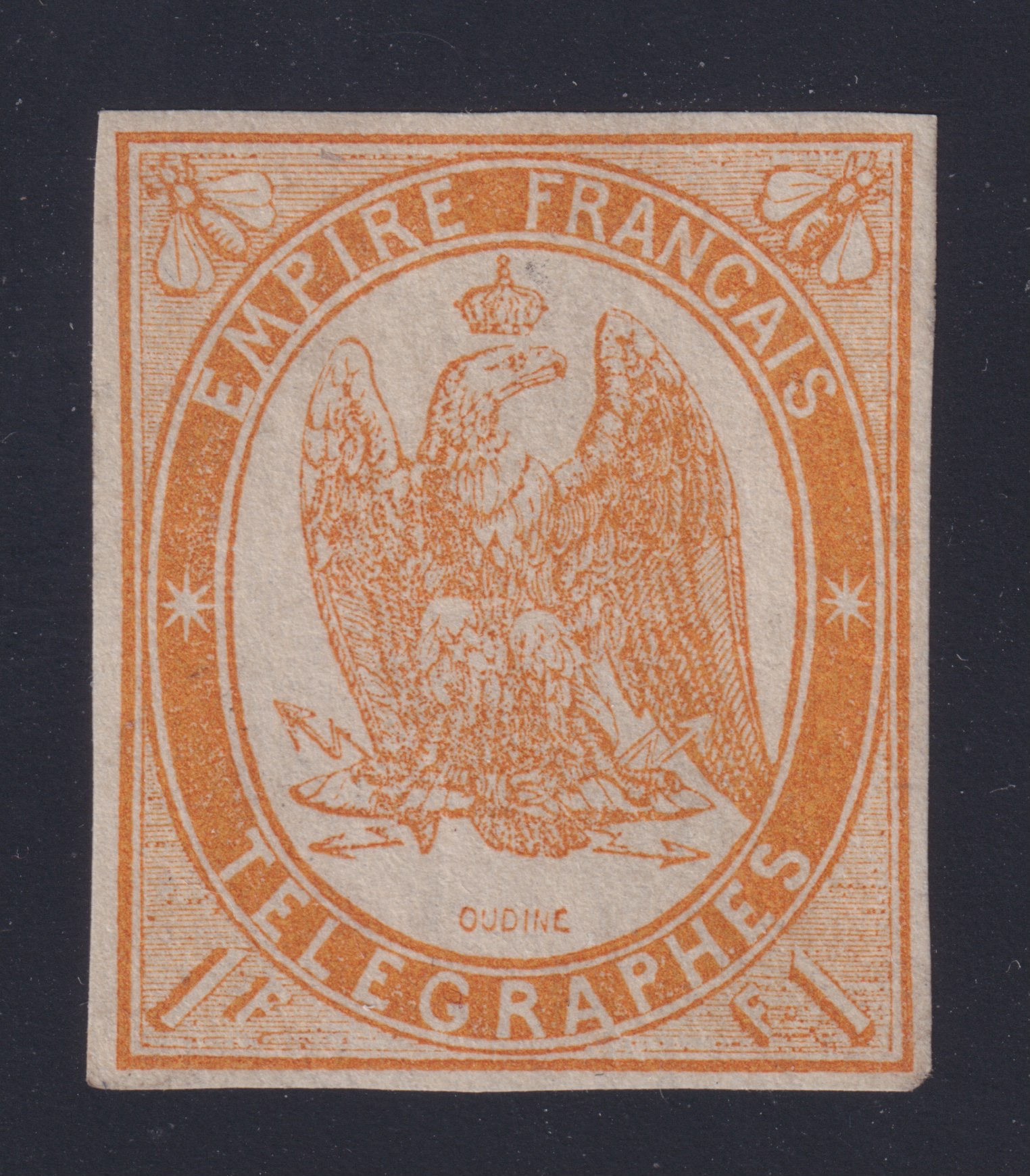 Timbre télégraphe, N° 3, neuf *  signé JF. Brun et certifié.