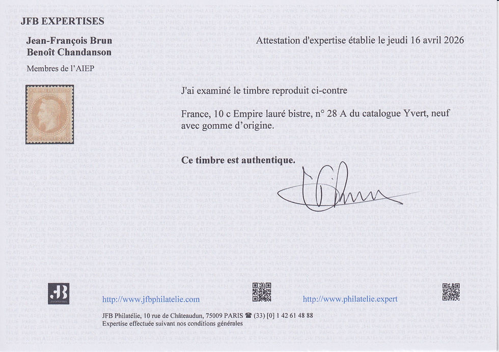 Miniature : Empire Lauré N° 28A, neuf*, signé Calves et Brun et certifié. Superbee