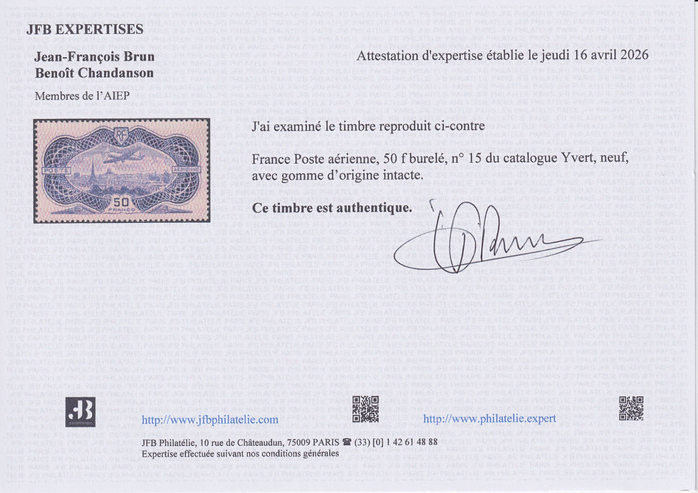 Miniature : Poste aérienne n° 15 neuf** signé et certifié. Superbe