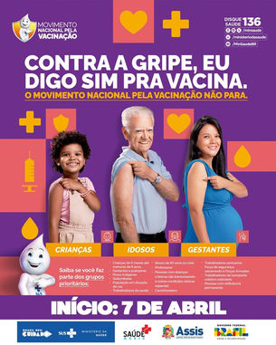 Campanha de Vacinação contra Influenza começa no dia 07 de abril em Assis