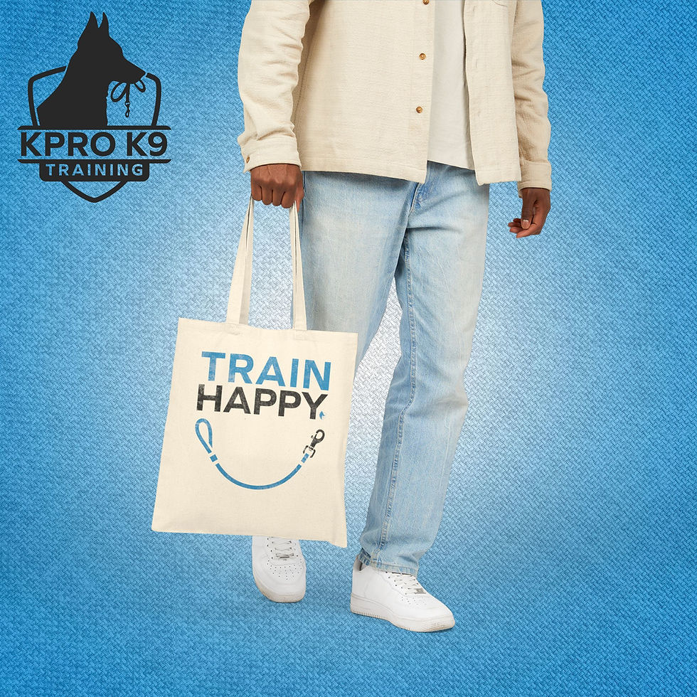 Thumbnail: "Train Happy" | Canvas Tote Bag 15" x 16" | KPro K9 Shop