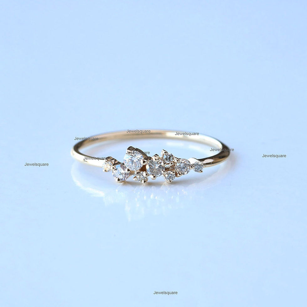 Thumbnail: Solid 14k Yellow Gold Cluster Ring Natural Diamonds Handmade Fine Jewelry