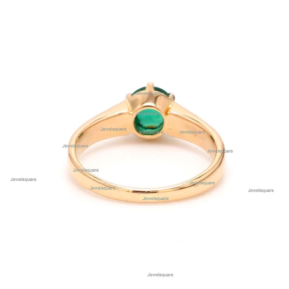 Thumbnail: 1ct Natural Solitaire Emerald Engagement Ring in 14k Solid Yellow Gold