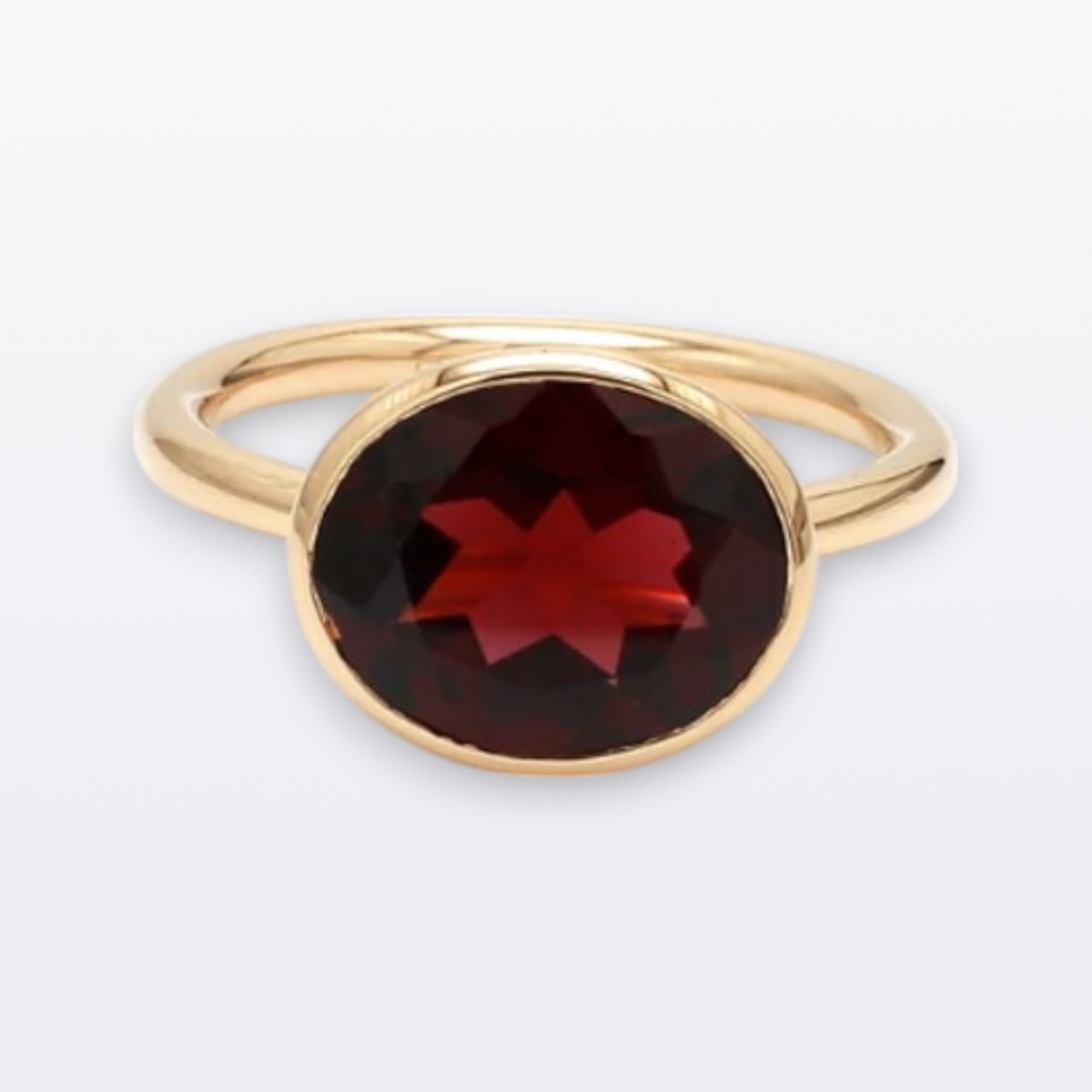 14k Solid White Gold Real Gemstone Garnet Solitaire Dainty Ring Jewelry