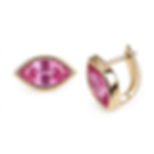Solitaire Pink Sapphire Marquise Hoop Earrings 14KYellow Gold Lever Back Jewelry
