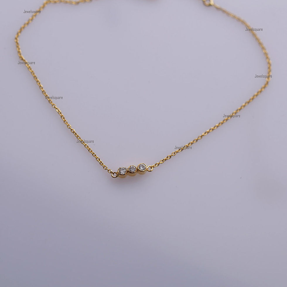 Thumbnail: 3 Diamond Bezel Set Bracelet in 14k Gold Jewelry