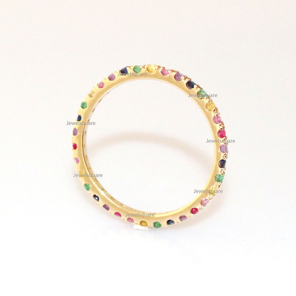 Thumbnail: Rainbow Eternity Ring in 14k Yellow Gold Jewelry