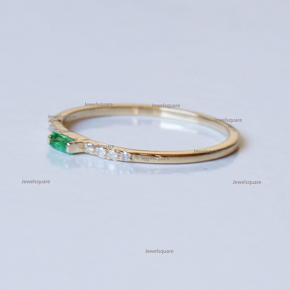 Thumbnail: Baguette Emerald Diamond Ring in 14k Yellow Gold Fine Jewelry