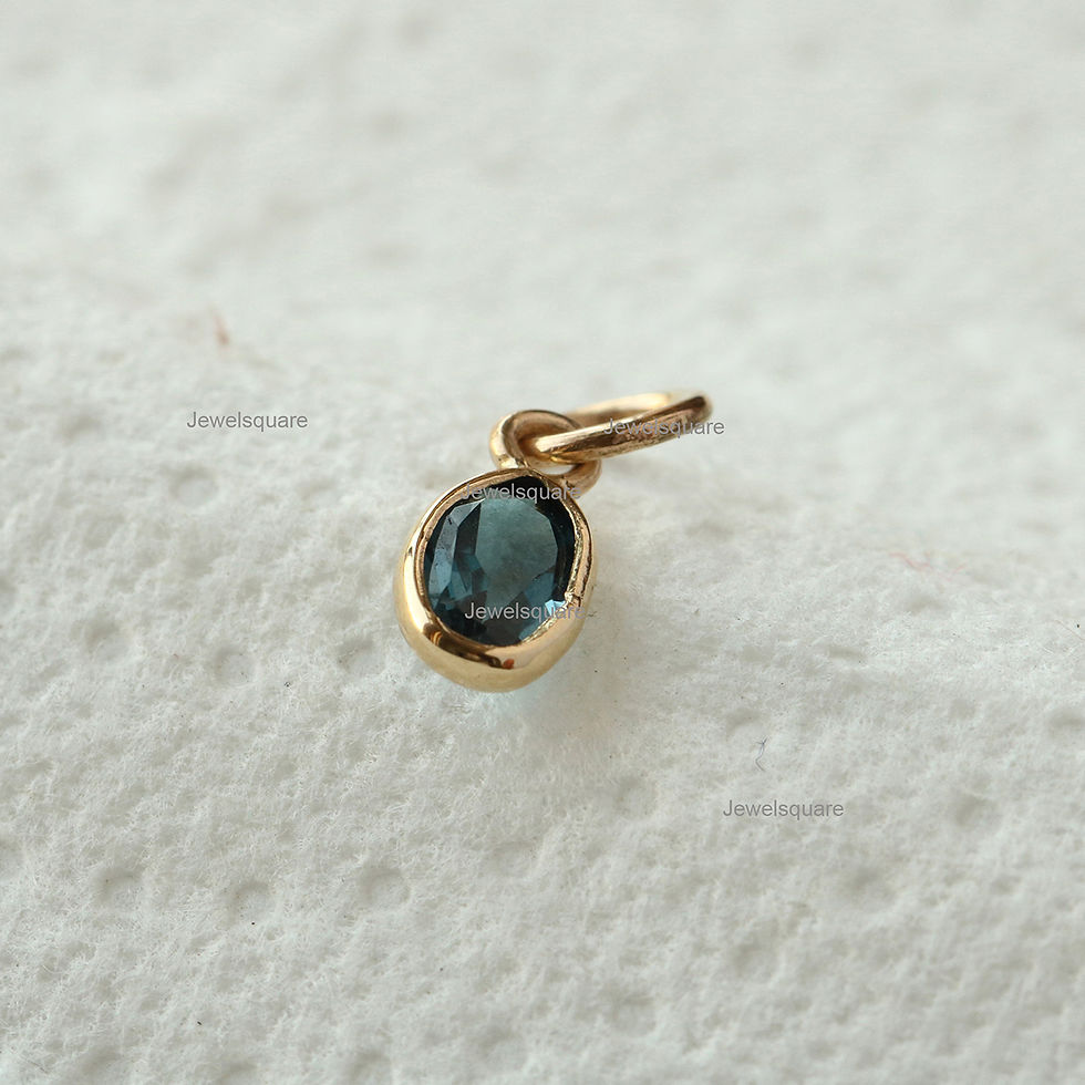 Thumbnail: Solid 14K Yellow Gold London Blue Topaz Charm Pendant