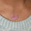 Thumbnail: Pave Pink Ruby In 14K Solid Yellow Gold Sexy Lips Pendant Chain Necklace..