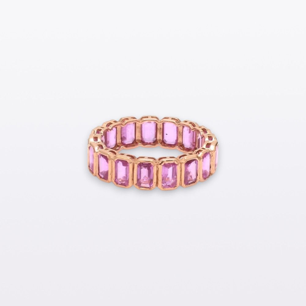 5x4mm Natural Pink Sapphire Full Eternity Band Ring 14k Gold Stacking Band