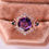 Thumbnail: Hexagon Amethyst Vintage Engagement Ring,925 Silver Rose Plated Sapphire CZ Ring