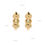 Thumbnail: Three Oval Real Emerald & Natural Diamond Halo Hoops Huggies Earrings 14k Gold