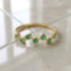 Thumbnail: Emerald Zig Zag Band Ring Solid 14K Yellow Gold Engagement Handmade Fine Jewelry