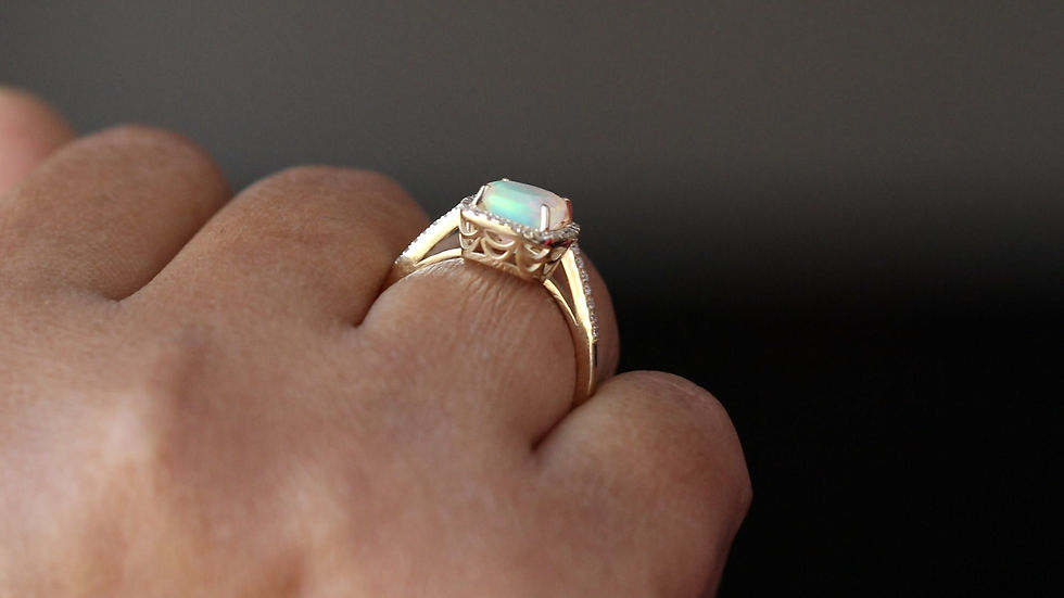 Thumbnail: Cushion Moonstone Diamond Wedding Ring in 14k Solid Yellow Gold Women's Jewelry