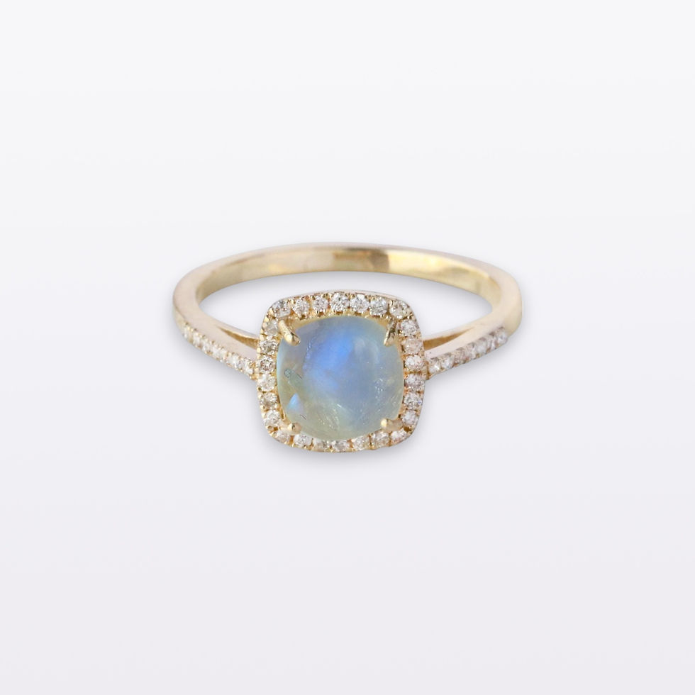 Thumbnail: Cushion Moonstone Diamond Wedding Ring in 14k Solid Yellow Gold Women's Jewelry