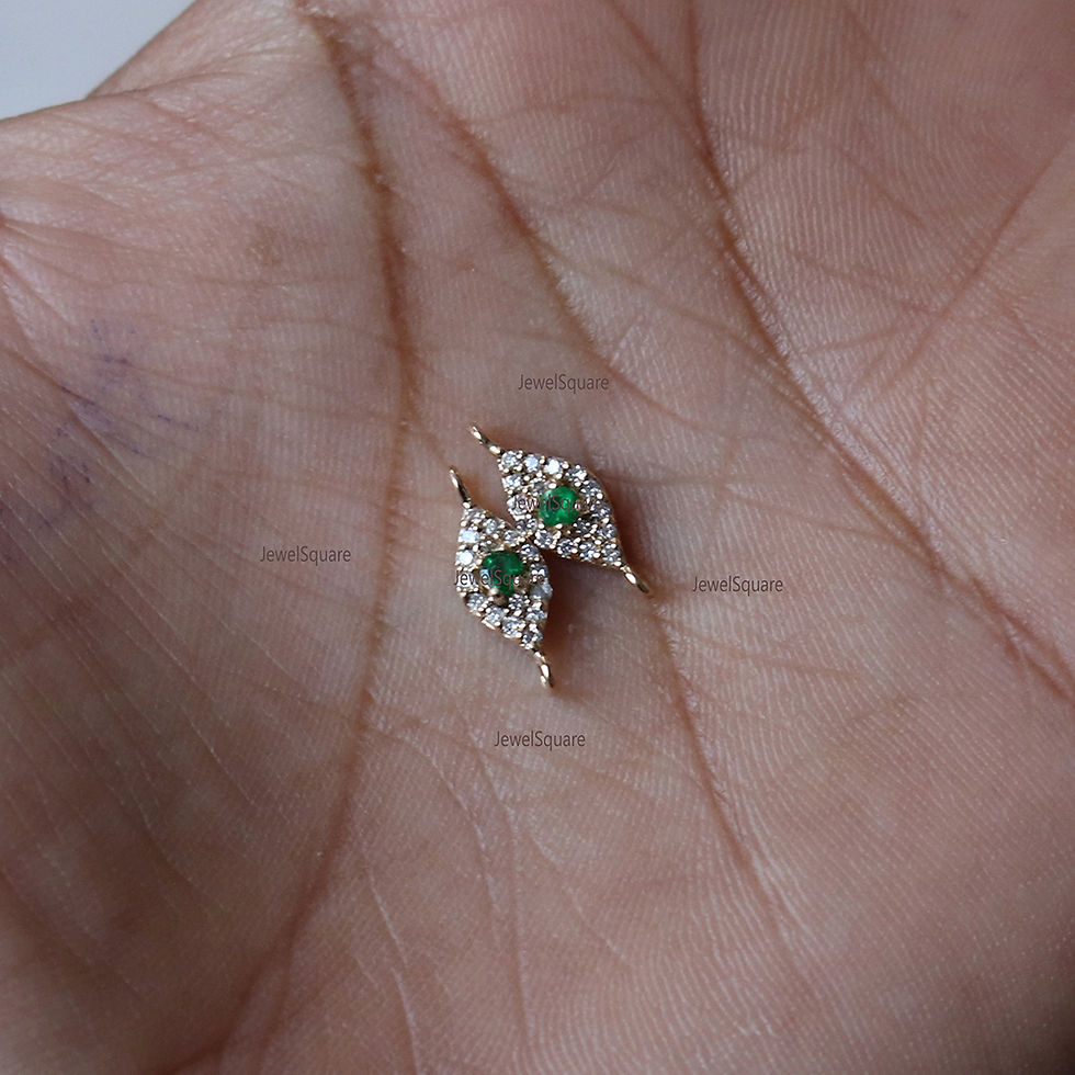 Thumbnail: Solitaire Evil Eye Emerald Pendant & Solid 14k Yellow Gold Jewelry.