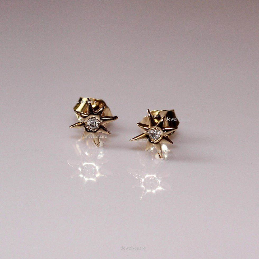 Thumbnail: Single Diamond Star Stud in 14k Gold Fine Jewelry