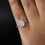 Thumbnail: 9x7mm Delicate Pear Rainbow Moonstone Beaded Band Wedding Ring Solid 14k Gold