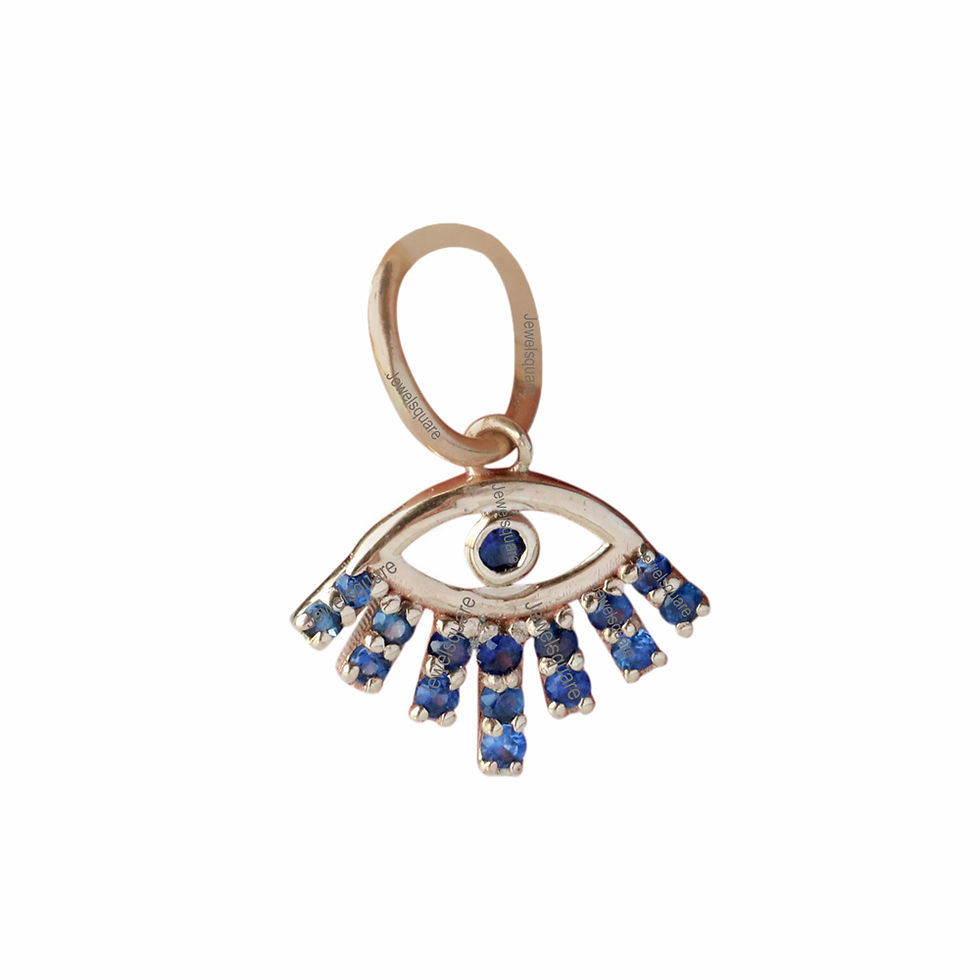Thumbnail: Blue Sapphire Evil Eye Halloween Pendant In Solid 14k Yellow Gold