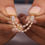 Thumbnail: Natural Diamond Double Layer Chain Earring Solid 14K Yellow Gold Fine Jewelry