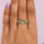 Thumbnail: Baguette & Princess Emerald & Diamond Zig-Zag Eternity Ring In 14k Yellow Gold