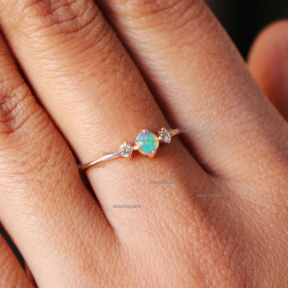 Thumbnail: Ethiopian Opal Diamond Ring in 14k Yellow Gold Handmade Women's Jewelry
