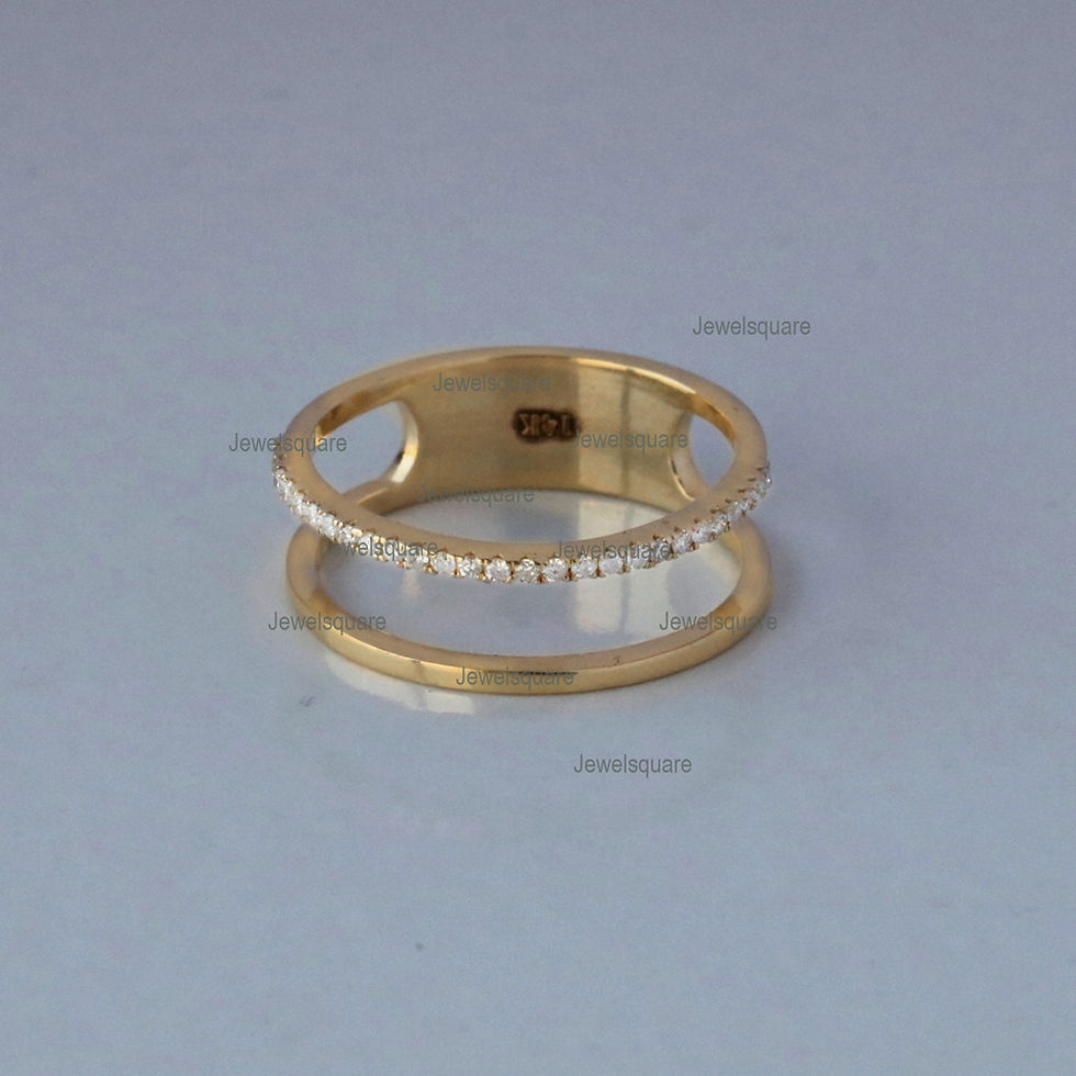 Thumbnail: 0.14ctNatural Diamond Pave Double Band Ring Solid 14k Rose Gold Handmade Jewelry