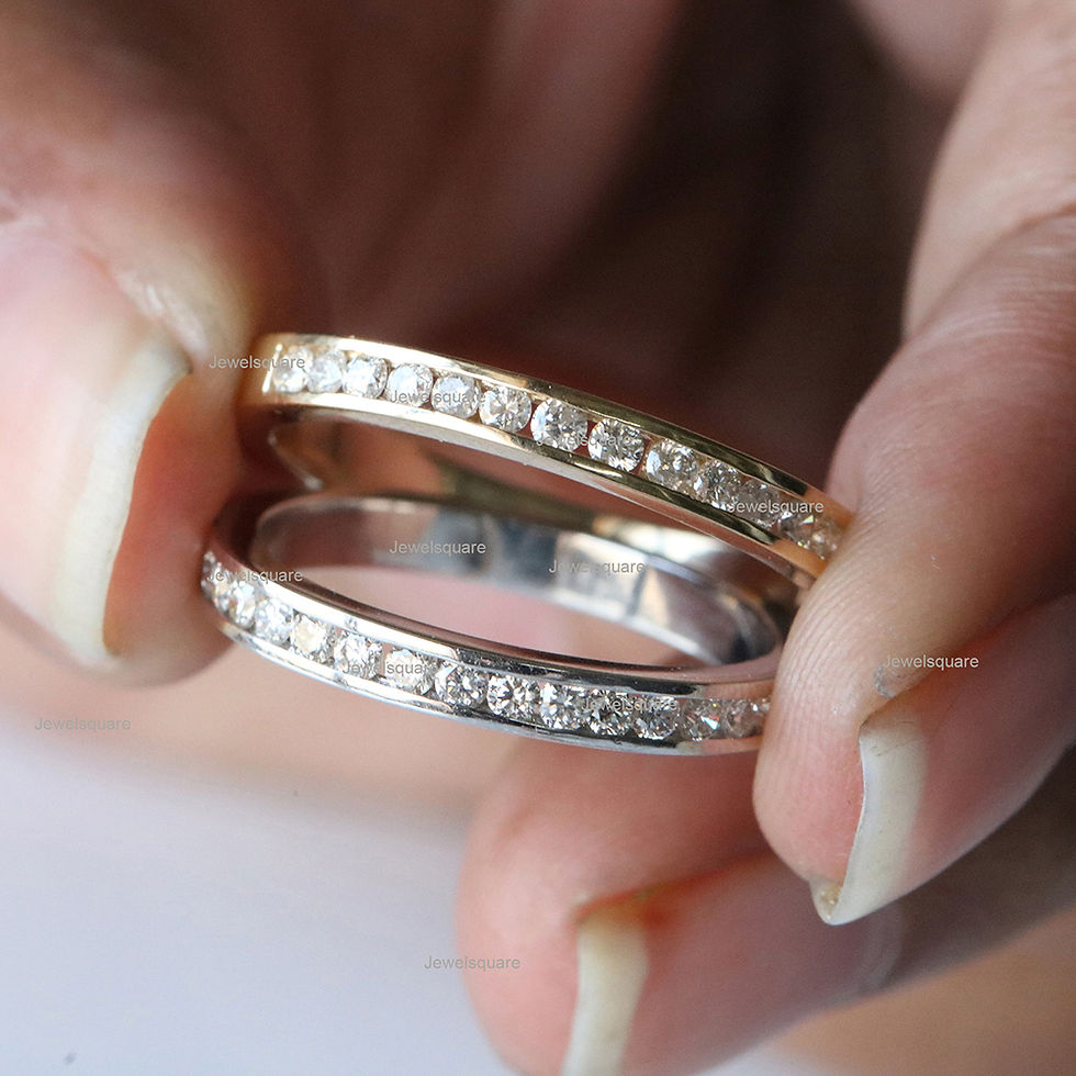 Thumbnail: Natural Diamonds Channel Set Stackable Band Solid 14kYellow Gold Engagement Ring