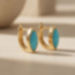Thumbnail: Solitaire Marquise Turquoise Stud Earrings, Solid 14k Yellow Gold Birthday Gift