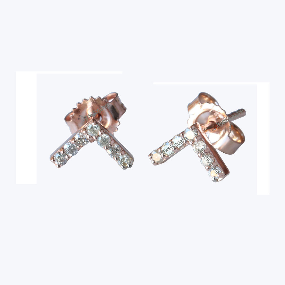 Thumbnail: SI Clarity Natural Diamonds Petite Chevron Studs In Solid 14k Rose Gold Jewelry