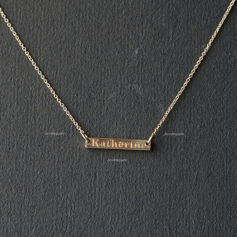 Thumbnail: 14k Solid Gold Initial Name Necklace, Engraving Square Customized Name Pendant,