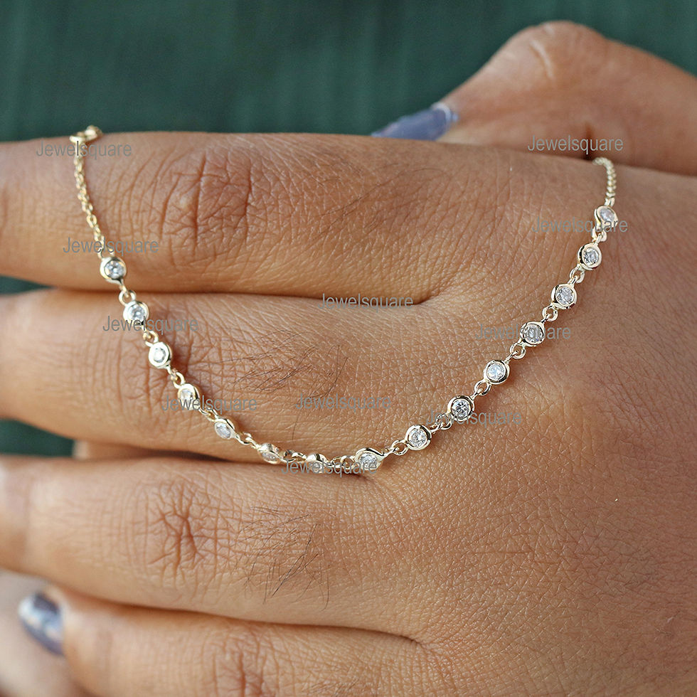 Thumbnail: SI Diamond Bezel Station Bracelet, 14k Yellow Gold Jewelry