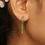 Thumbnail: Natural Emerald Long Spike Hoop Earrings 14k Solid Gold Graduation Spike Huggies