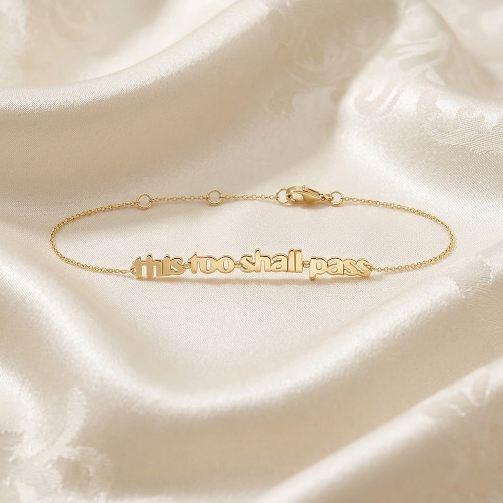 Thumbnail: 14K Yellow Gold "This Too Shall Pass '' Chain Bracelet Personalization Jewelry