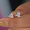 Thumbnail: Solid 14k White Gold Humming Bird Diamond Stud Earring, Handmade Jewelry Fine.