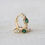 Thumbnail: Natural Pear Emerald & Diamond Huggies Hoops in Solid 14k Yellow Gold Earrings.