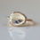 Thumbnail: Uneven Shape Moonstone Diamond Halo Ring in 14k Yellow Gold Handmade Jewelry
