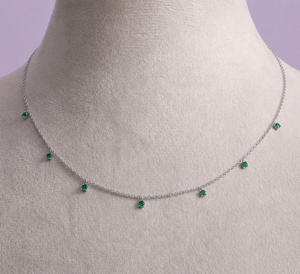 Thumbnail: Distance Emerald Chain Necklace Solid 14k Yellow Gold Layering Chain Necklace