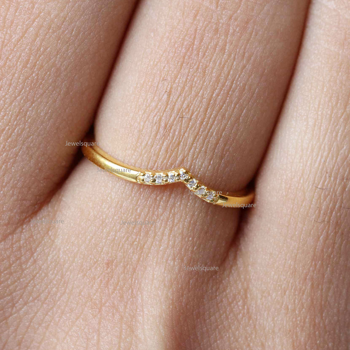 Natural Diamonds Chevron Wedding Ring In 14k Yellow Gold Jewelry