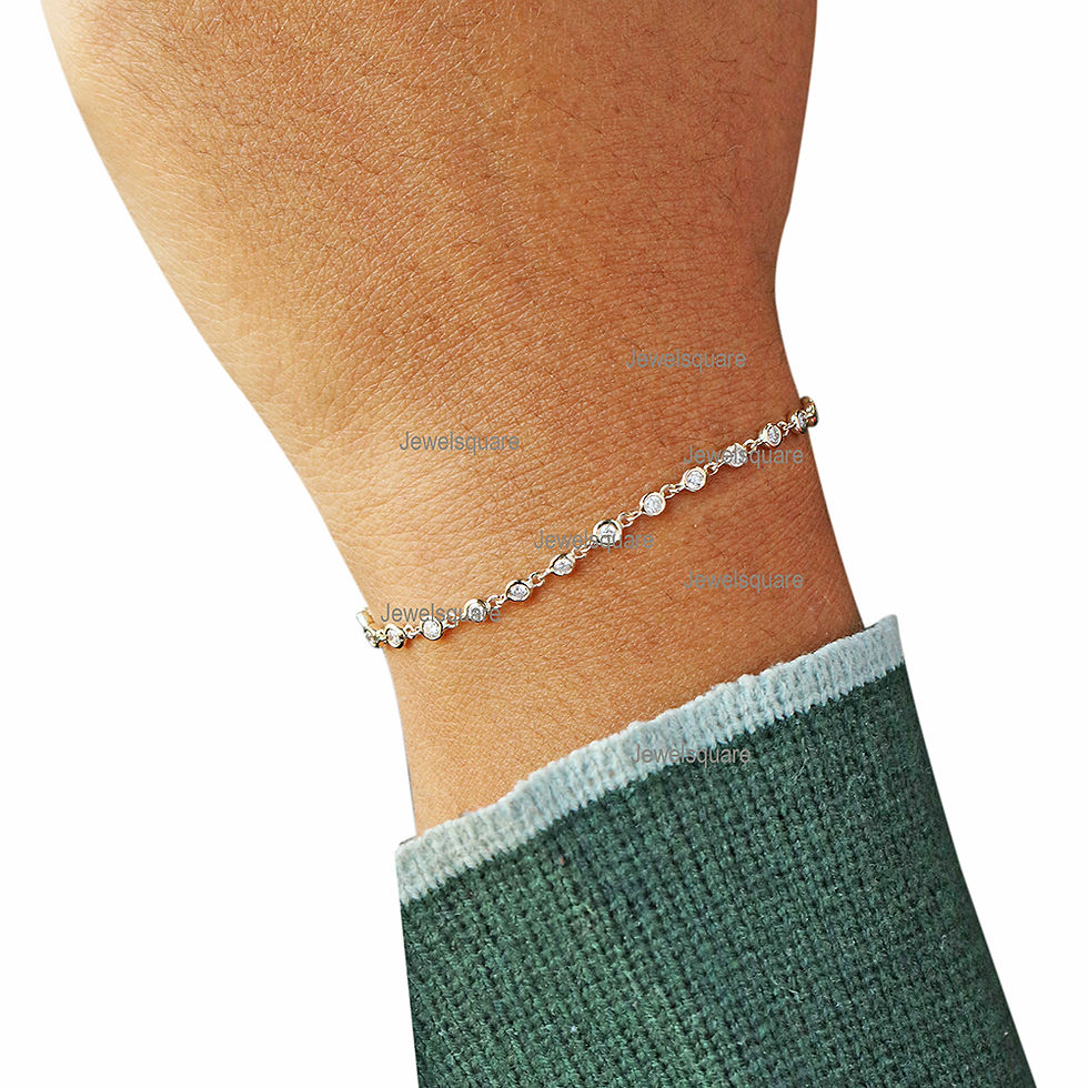 Thumbnail: SI Diamond Bezel Station Bracelet, 14k Yellow Gold Jewelry