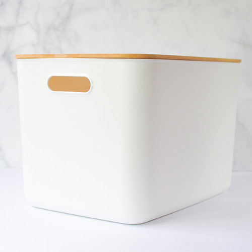 Jumbo Storage Basket with Bamboo Lid TheLittleLabelLady